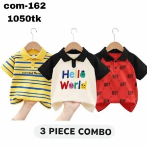 3 Pis 1050 Taka- Color Yellow Check + Black Hello + Red Boy
