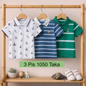 3 Pis 1050 Taka- Color White Nouka + Deep Ash + Green