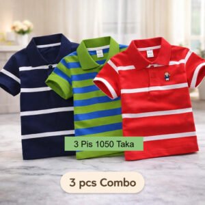 3 Pis 1050 Taka- Color White Navy White Step + Green Sky Step + Red White Step