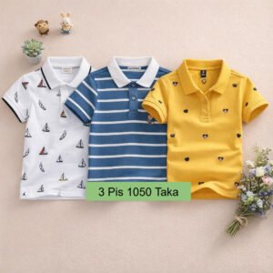 3 Pis 1050 Taka- Color White Nouka + Ash Check + Yellow Love